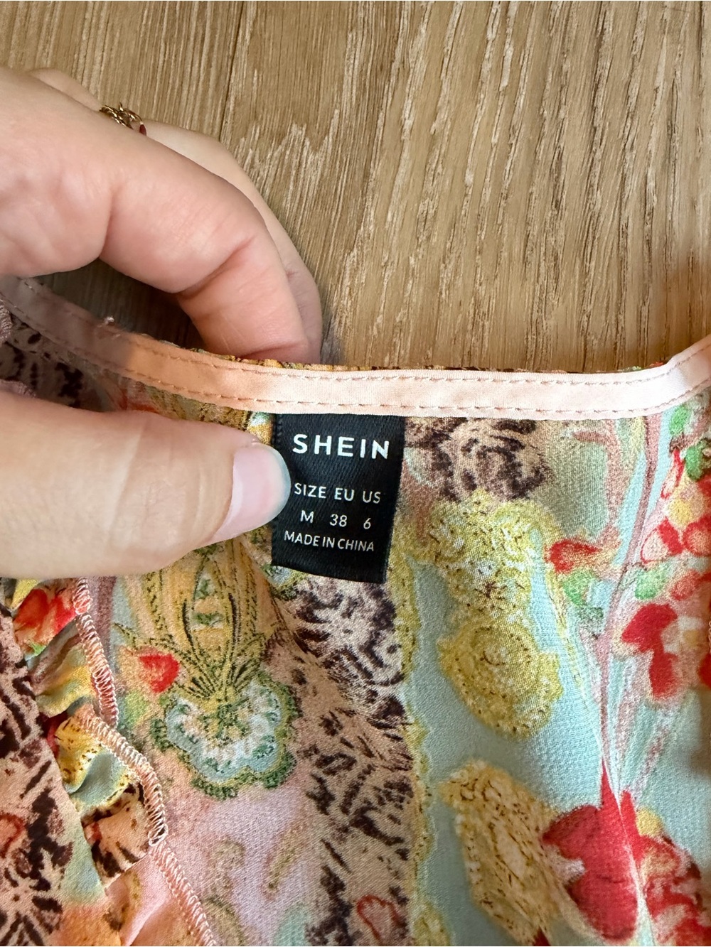 Sage & Coral Floral Smocked Cropped Peasant Top - Picture 8 of 13